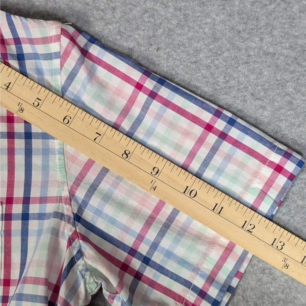 GAP Short Sleeve Button Front Shirt Boys XXL Plaid Poplin Classic Prep Coastal